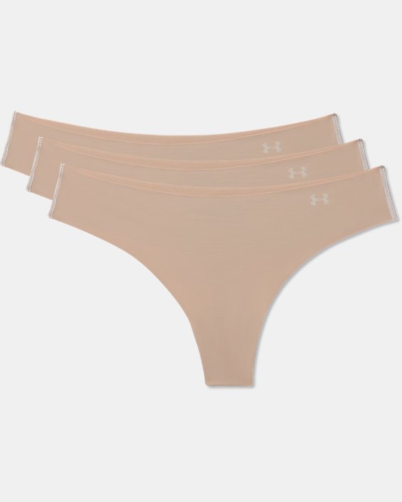 Women's UA Pure Stretch Thong 3-Pack, Brown, pdpMainDesktop image number 3